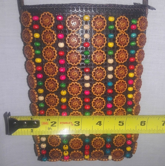 Vintage Crossbody Beaded Purse RARE Om Symbol Handmade Purse Cellphone Case HTF - Picture 3 of 12